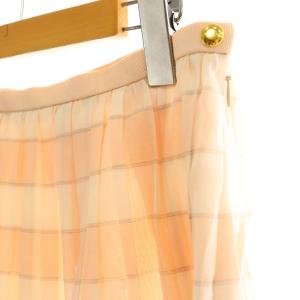 Drawer コットンシルクチェック プリーツスカート フレア 40 ライトピンク 白 /MI OS