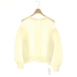 23AW モヘヤ混天竺リボンカーディガン ニット 白 /HK OS