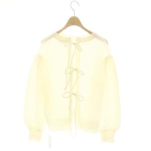IENA 23AW モヘヤ混天竺リボンカーディガン ニット 白 /HK OS