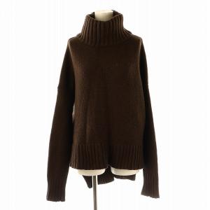バックロング ニット セーター 長袖 カシミヤ混 ダークブラウン