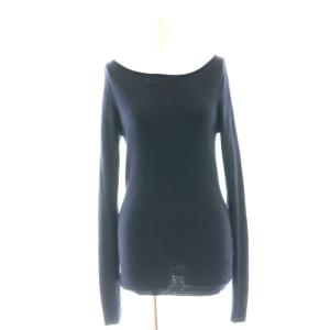 ボートネック RI ニット カットソー 長袖 黒 ブラック /AT OS