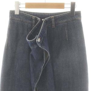 MM6 Maison Margiela 変形デニムスカート ロング タイト フリンジ 36 インディゴブルー S52MA0031 /DO OS