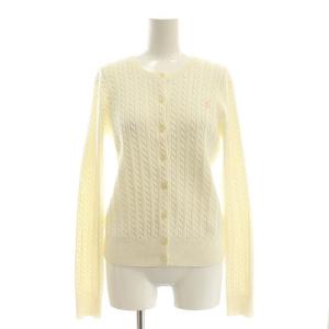 コットンクルーネックケーブルカーディガン ニット XL 白 ホワイト