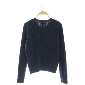 POLO RALPH LAUREN コットンクルーネックケーブルカーディガン ニット XL 紺 ネイビー