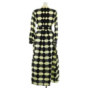 GUCCI オプティカル ロングドレス ワンピース 38 クリーム色 ブラック