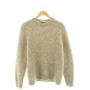 クルーネックニット セーター 長袖 M グレージュ