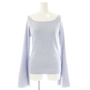フレアスリーブニット セーター 長袖 リブ シルク混 F ライトブルー /ES OS