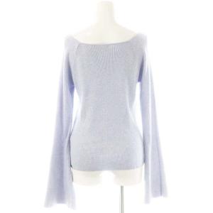 YANUK フレアスリーブニット セーター 長袖 リブ シルク混 F ライトブルー /ES OS