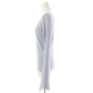 YANUK フレアスリーブニット セーター 長袖 リブ シルク混 F ライトブルー /ES OS