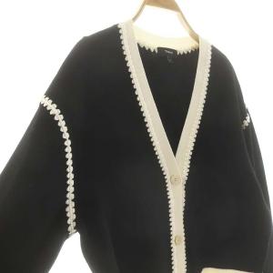Theory 24AW Morton Wool Blanket ST Cardi カーディガン ニット Vネック S ブラック ホワイト