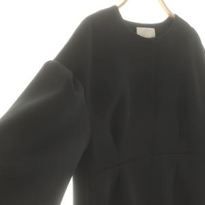 CELFORD ボリュームスリーブコート アウター ロング ノーカラー F ブラック