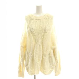 23AW ハンドケーブルプルオーバー ニット セーター 透かし編み F 白 /CX OS