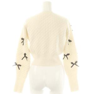 SNIDEL 24SS リボンモチーフカーディガン ニット 長袖 F オフホワイト ブラック