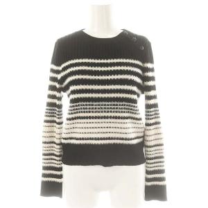 23AW フェザーボーダープルオーバーニット セーター 36 ブラック オフホワイト /DO OS