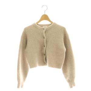 24AW プレミアムヘアリークロップドクルーネックカーディガン ニット ウール 38 ベージュ /MI