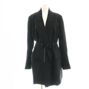 ウール ベルテッドロングジャケット テーラード ベルト付き 36 黒 /MI OS S