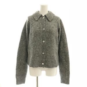 24AW ビジューボタンポロニットカーディガン アルパカ混 0 グレー /ES OS