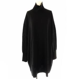 24AW Grossy タートルネックロングプルオーバー ニット セーター チュニック 長袖 ウール 黒