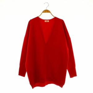 24AW スーパーファインスムース Vネックプルオーバー ニット Vネック 長袖 赤