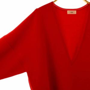 IENA 24AW スーパーファインスムース Vネックプルオーバー ニット Vネック 長袖 赤