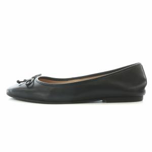 COLE HAAN パンプス フラットシューズ ラウンドトゥ レザー リボン 7.5 黒 ブラック