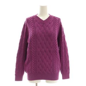 Vネックケーブルニット UNITEDARROWS別注 セーター 長袖 F 紫 パープル /AT OS