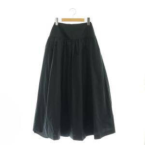 24SS タフタギャザースカート マキシ ロング 34 黒 ブラック /AT OS