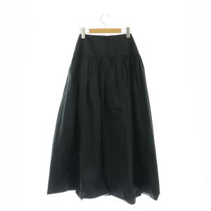 IENA 24SS タフタギャザースカート マキシ ロング 34 黒 ブラック /AT OS