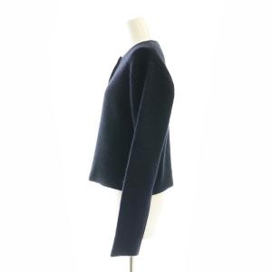 SLOBE IENA 24AW ウォッシャブルファーリーダブルフェイスカーディガン ニット クルーネック F 紺 ネイビー 24080912228040