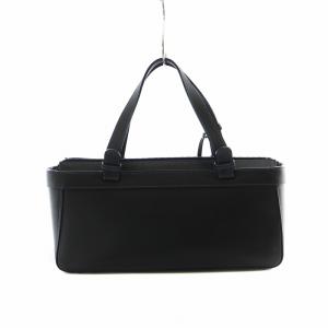 Kitamura ハンドバッグ 横長 ステッチ レザー 本革 裏地スウェード 黒 ブラック /AS OS