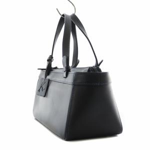 Kitamura ハンドバッグ 横長 ステッチ レザー 本革 裏地スウェード 黒 ブラック /AS OS