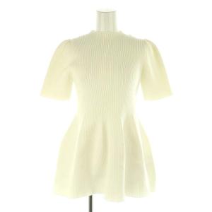 24SS ハーフスリーブペプラムニットプルオーバー チュニック 半袖 36 ホワイト