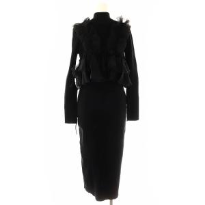 Lily Brown LilyBrown 23年 フリルビスチェセットニットワンピース F 黒 /MI OS