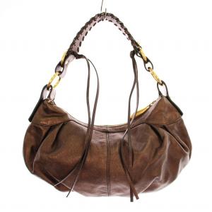 FRANCESCO BIASIA ワンショルダーバッグ ハンドバッグ レザー メタリックブラウン /KU OF