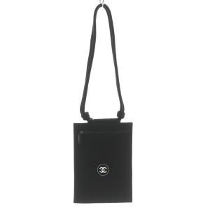 CHANEL パスポートホルダー ポーチ キャンバス 黒 ブラック ノベルティ /SB OH