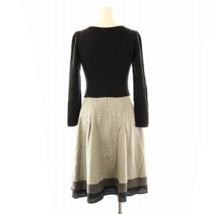 M'S GRACY ワンピース ニット 切替 アップリケ ウール 36 黒 グレー