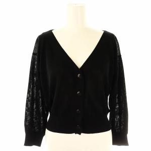 ライトニットカーディガン Vネック 2 ブラック /DF OS