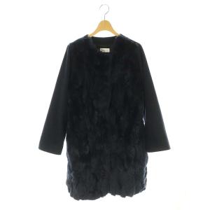 ラヴィットファーコート ノーカラー 36 紺 /HK OS