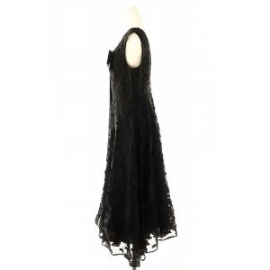 Grace Class 24AW ラメFlowerジャガードドレス ワンピース ノースリーブ ロング丈 リボン 花柄 38 黒 ブラック