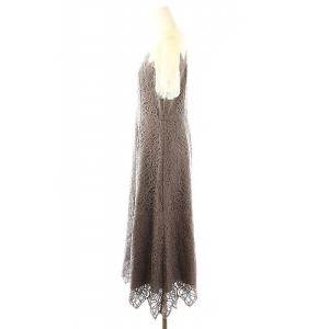 GRACE CONTINENTAL 24AW  レース切替フレアドレス ワンピース 半袖 ロング丈 36 グレー 白 ホワイト