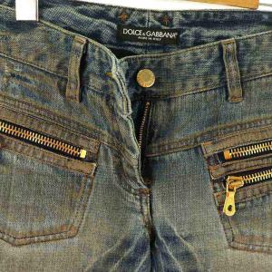DOLCE&GABBANA ダメージ加工 ファスナー デニムパンツ ジーンズ 40 ブルー /DF OS
