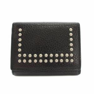 スタッズスモールウォレット 財布 三つ折り ミニ財布 小銭入れ レザー 黒 ブラック /YT OF