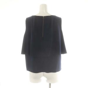 LANVIN en Bleu フリルノースリーブトップス ブラウス 38 ネイビー