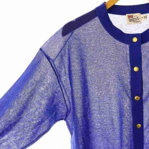 Traditional Weatherwear プレーティング天竺 シアー ニットカーディガン 長袖 S 青 /HK OS