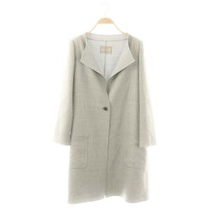 ウール ダブルフェイスリュクス ノーカラー コート 38 グレー 40298