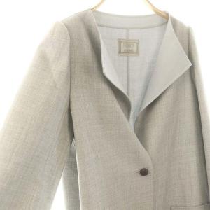 FOXEY BOUTIQUE ウール ダブルフェイスリュクス ノーカラー コート 38 グレー 40298