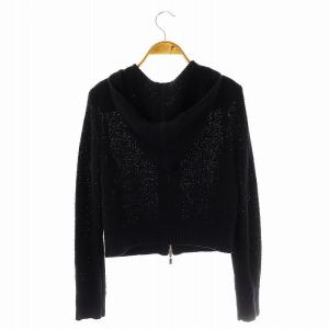 FOXEY BOUTIQUE パーカ リネンリュクス ニット ジップアップ 40 ネイビー 41890