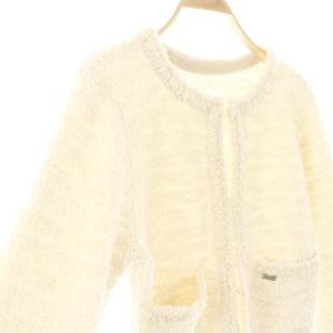 FOXEY BOUTIQUE 43270 Knit Jacket Mirage リネン混 38 オフホワイト