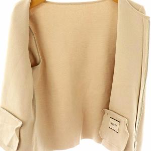 FOXEY BOUTIQUE ニットジャケット アーバンスタンダード ノーカラー 38 ベージュ 42844 /HK OS