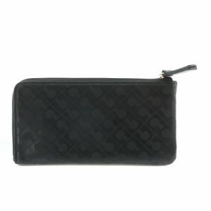 ソフティ 長財布 ロングウォレット L字ファスナー レザー ロゴ 総柄 黒 ブラック